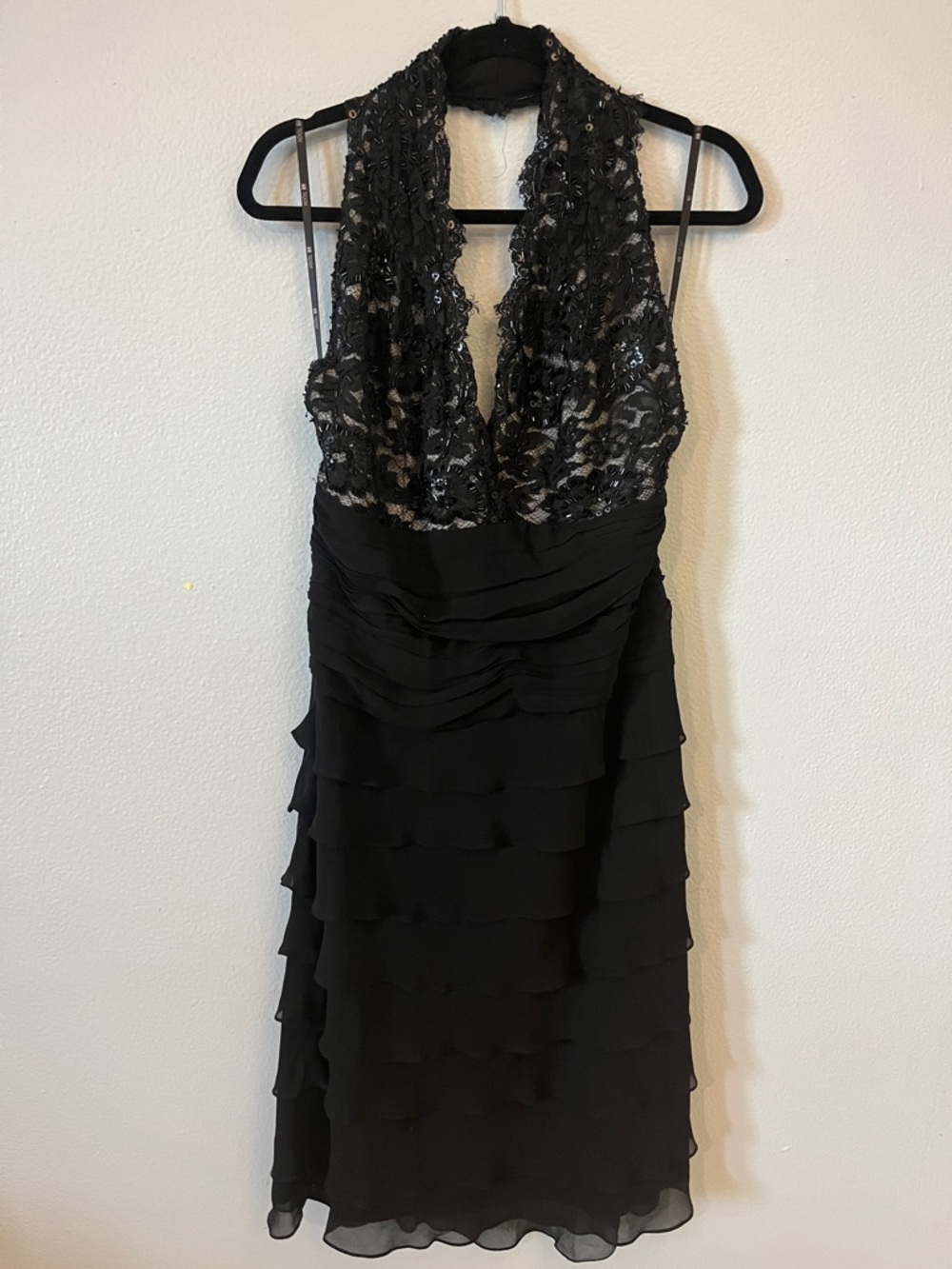 Silk Shoji Black Backless Sequin Lace Cocktail Dress